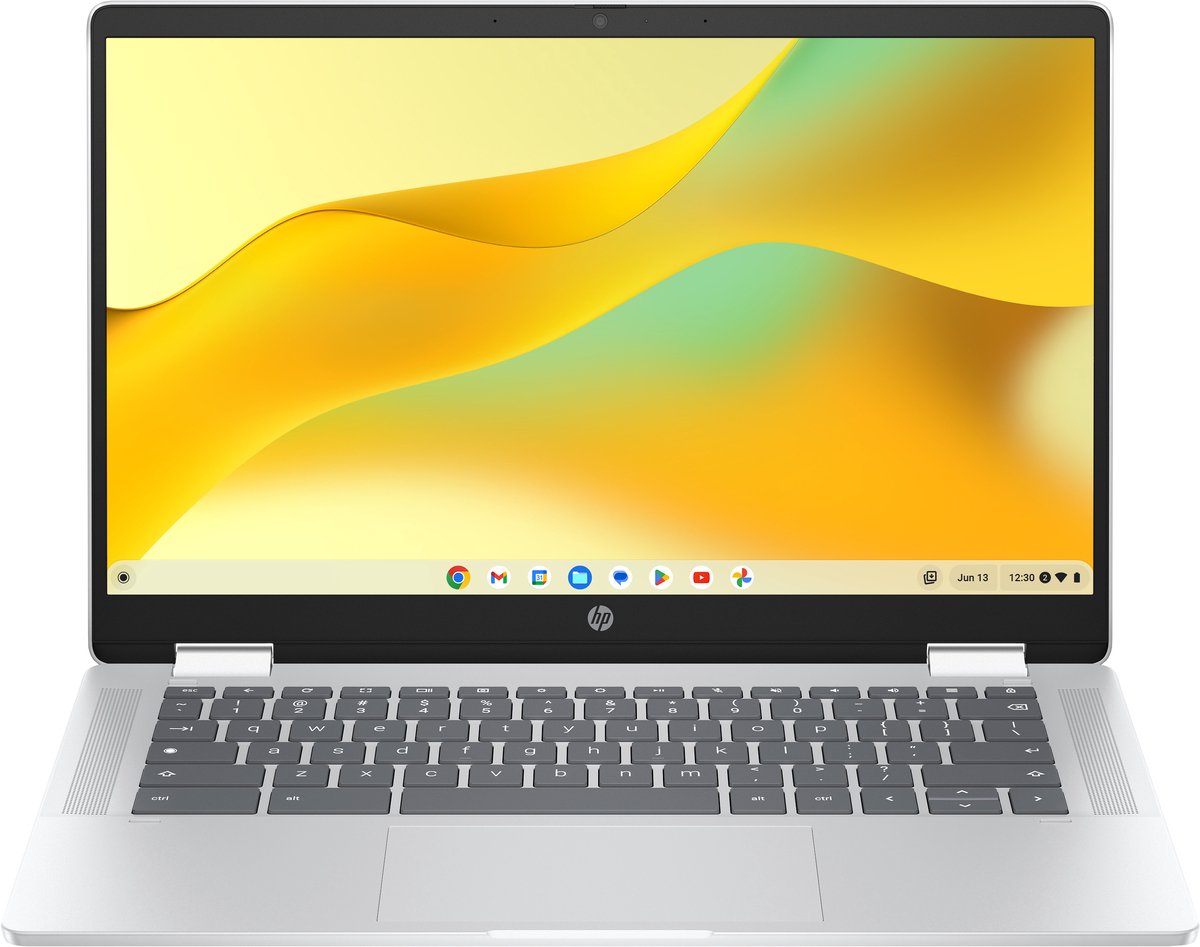 HP Chromebook x360 14b-cd0124ndx Intel® N N200 35,6 cm (14") Touchscreen Full HD 4 GB LPDDR5-SDRAM Wi-Fi 6 (802.11ax) ChromeOS Zilver