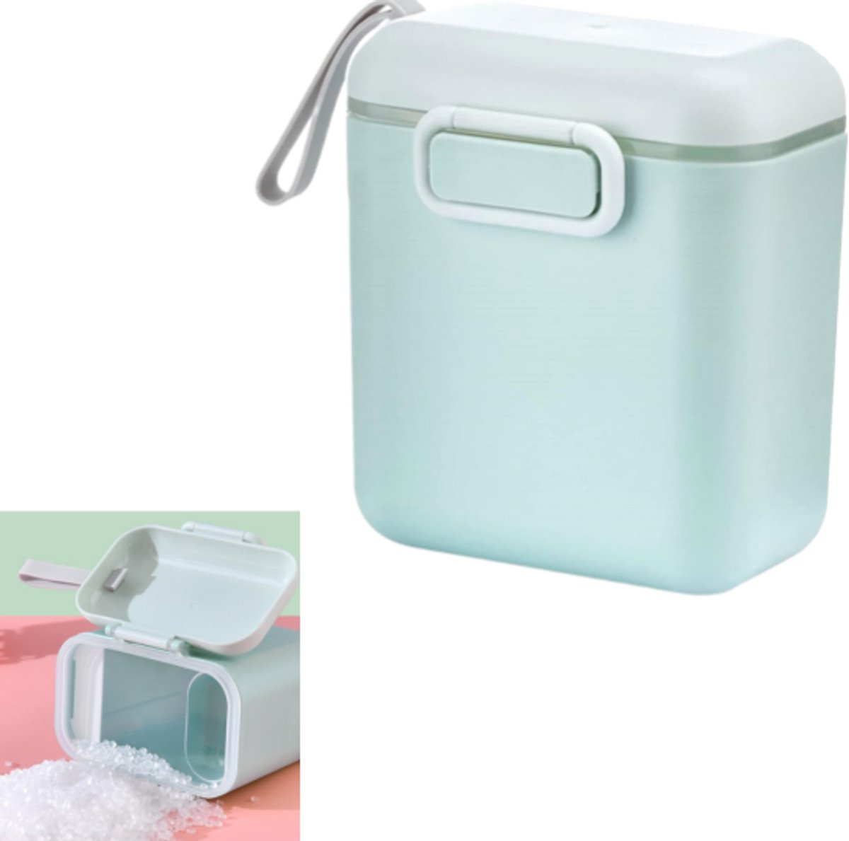 Doseerbox voor melkpoeder - Melkpoederdispenser - Bewaarbox voor melkpoeder - Draagbaar - Handzaam - Grote capaciteit - Groen