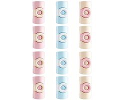 12 Stuks - Stevige Dekbedklemmen - Dekbedovertrekclips - 2,5 × 2,5 × 4,4 cm - Dekbedknijpers - Dekbed Clips - ABS - Voorkomt verschuiven dekbedovertrek - Roze, blauw, wit