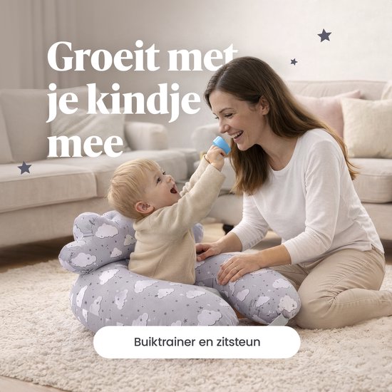 Evite Voedingskussen - Zwangerschapskussen - Met Afneembare Hoes - 3 in 1 - Cloud Grey van Evite — afbeelding 2
