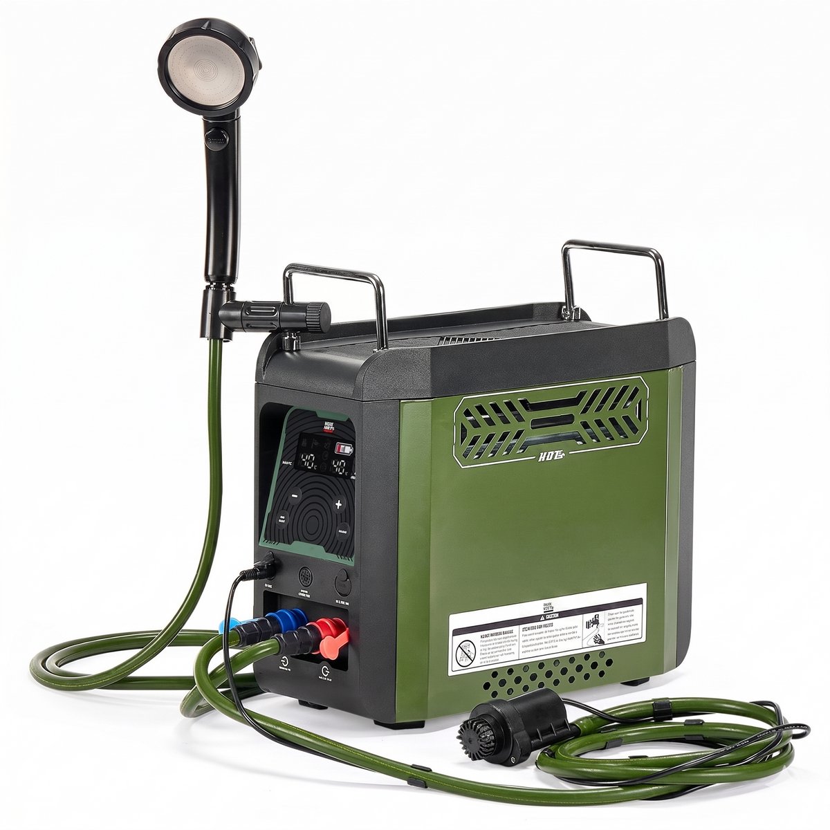 Draagbare campingdouche voor buiten - warmwaterboiler op butaan met pomp en thermostaat - 20.000 BTU - 3 seconden warm water - max. 100 minuten - waterbestendig IPX4 - 6 kg