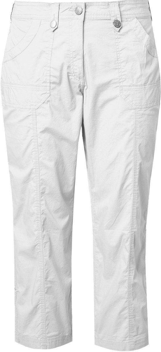 Ulla Popken - Dames - 7/8-cargohose oprolbandje voor broekspijp - Sneeuwwit - Maat 58