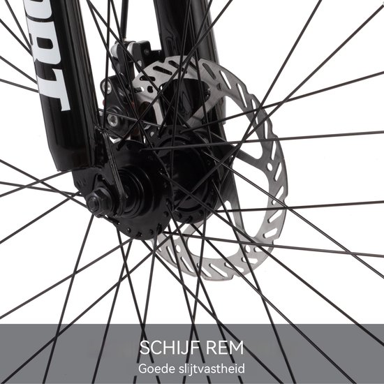 Mountainbike -26 inch - Hardtail mountainbike - 21 Versnellingen - unisex - Shimano Tourney derailleur - schijfremmen - Met schokabsorberende voorvork - Draagvermogen 120 kg - Geschikt 160 cm en langer - Wit — afbeelding 2
