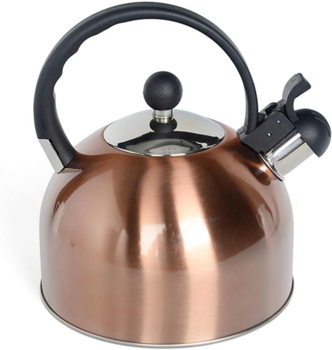 Grote Waterkoker Theepot Fluitketel Water Koken Roestvrij Staal 2.5 Liter Koperkleurig