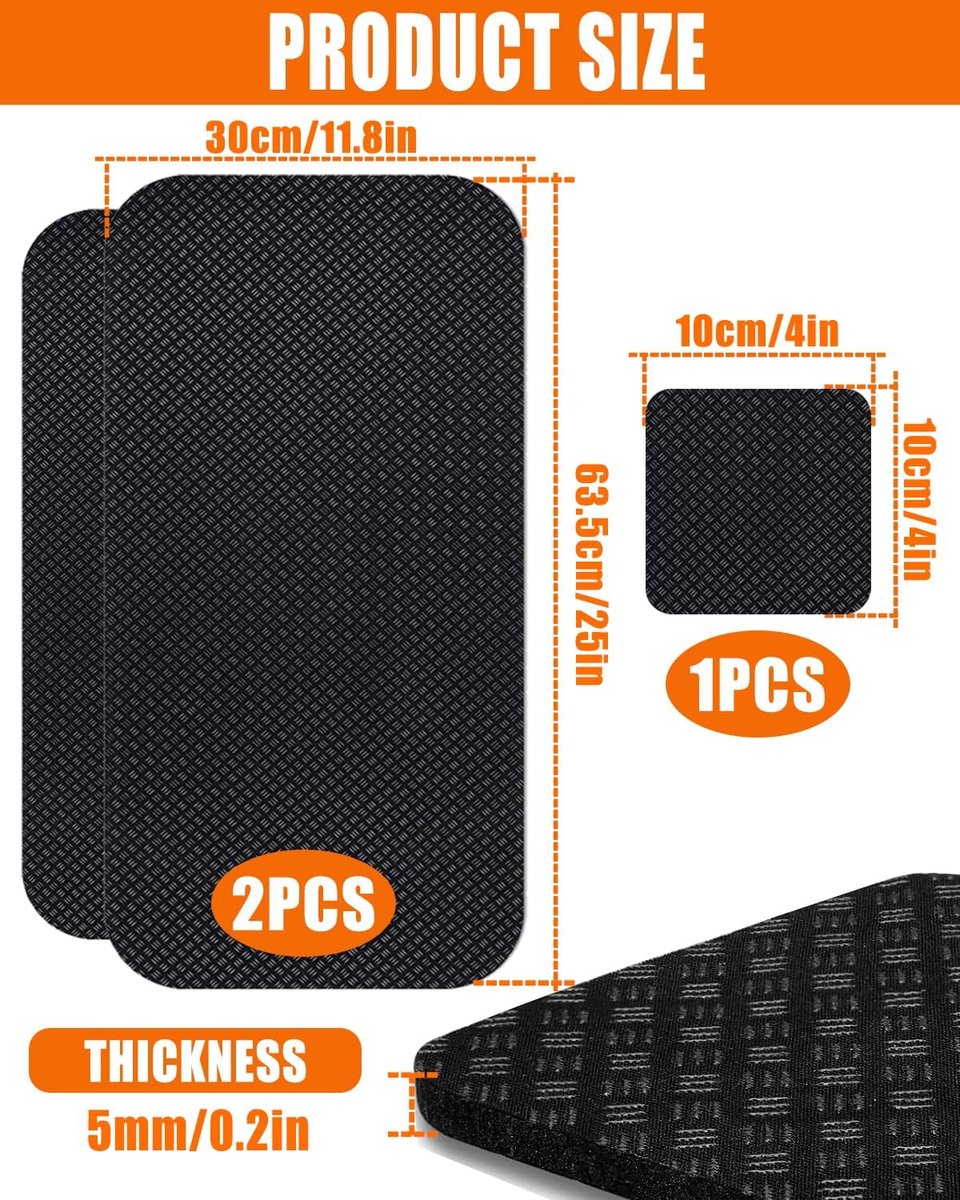 Antislipmat Set - Hometrainer Matten - Stabiel Trainen - 3 Delige Set - 2x Groot 1x Klein - Zwart