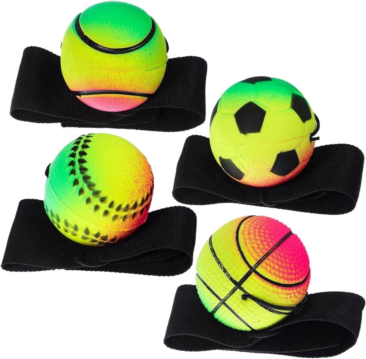 Polsbal set - Oefenbal met koord - Hand oog training - 4 sport modi - 4 stuks 6 cm - Meerkleurig