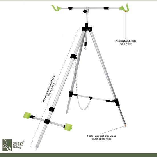 Hengelhouders - Visstandaard Rod Pod - Vissen op strand - Verstelbaar tot 180cm - Voor 2 hengels - Zilver — afbeelding 4
