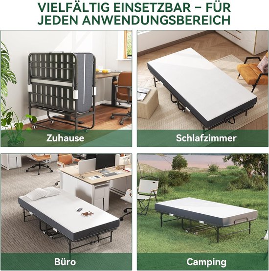 Veldbed 2-persoons - Inklapbaar logeerbed - Comfortabel slapen - 95 cm traagschuim matras - XXL - Zwart — afbeelding 5