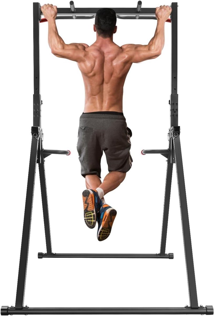 Fitness Rek - Krachtstation Dip Station - Kracht Training - Inklapbaar Ruimtebesparend - Tot 200 kg - Zwart