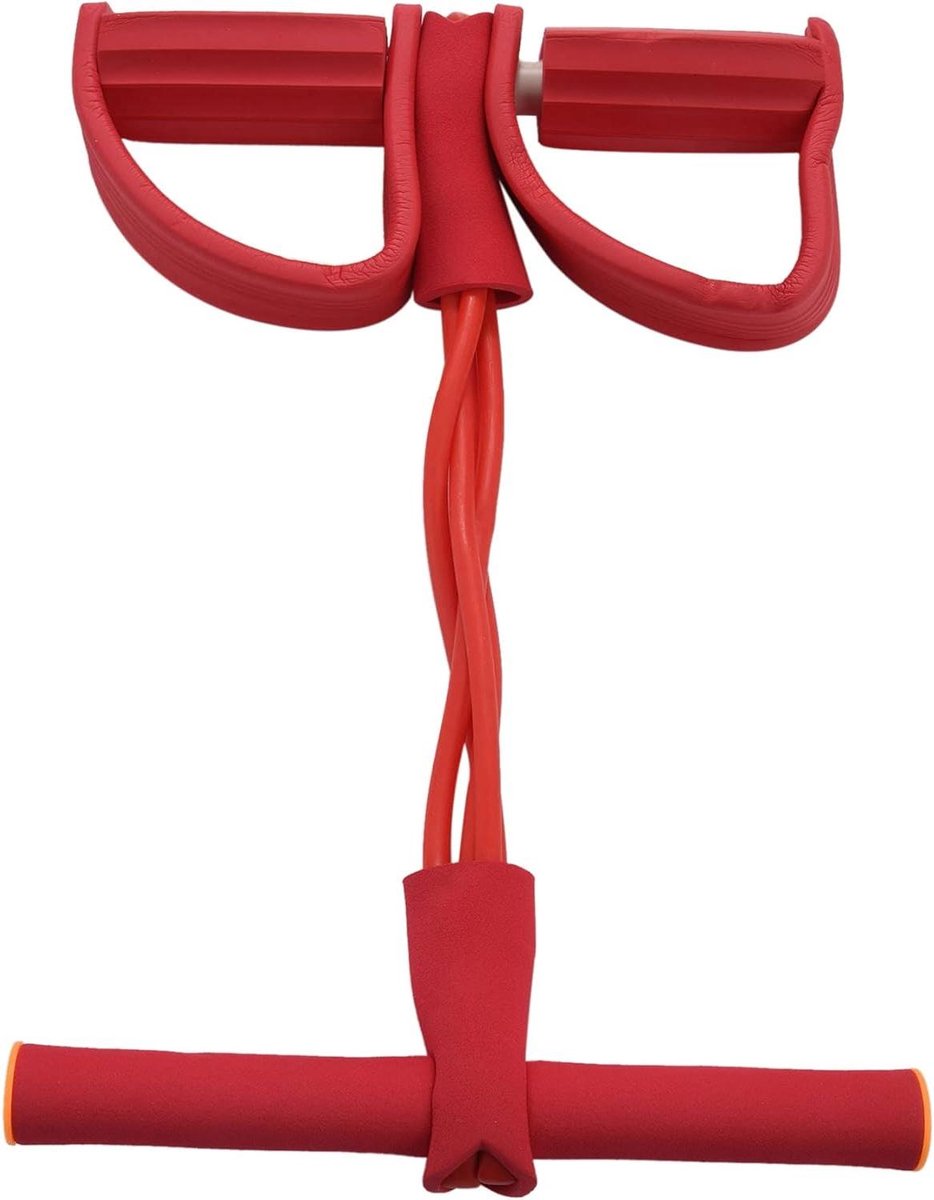 Fitness Pedal - Buikspier Trainer - Kracht Training - Vier Tubes - 25 x 17 cm - Rood