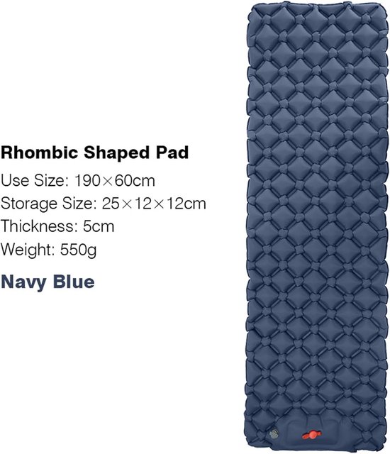 Zelfopblazende Slaapmat - Luchtbed Camping - Comfortabel Slapen - Ingebouwde Voetpomp - 1 minuut opblazen - Marineblauw — afbeelding 5