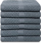 PHLOX Serviettes douces Popcorn 50x90 cm - Lot de 6 - 100% Coton 500 g/m2 - OEKO-TEX Made in Green - Bleu glacier
