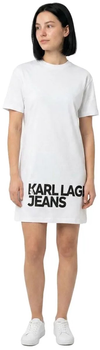 Karl Lagerfeld Jeans B1w13054 Korte Mouwen Korte Jurk Wit S Vrouw