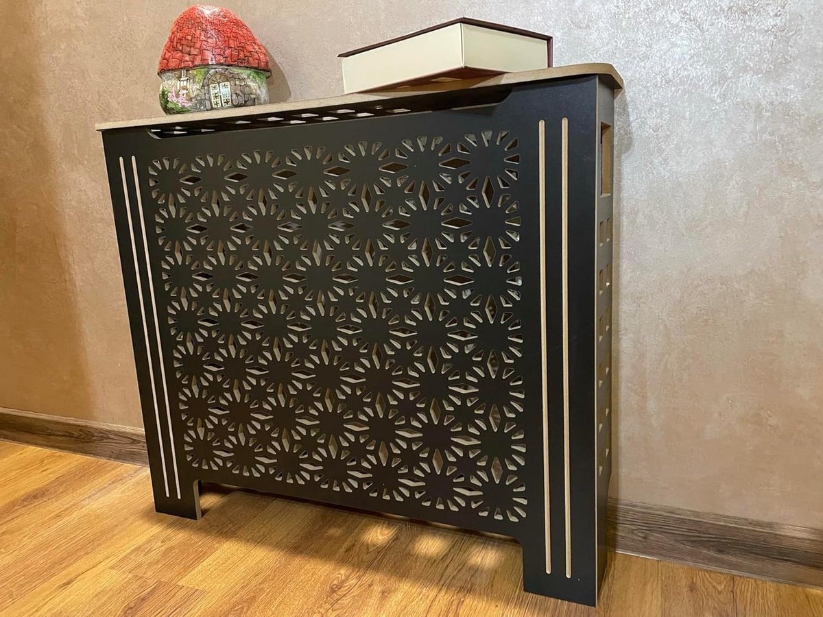 Radiator Afdekking - Verwarming Decoratie - Woonkamer Aankleden - Aangepaste Maat - 70x15x60 cm - Zwart