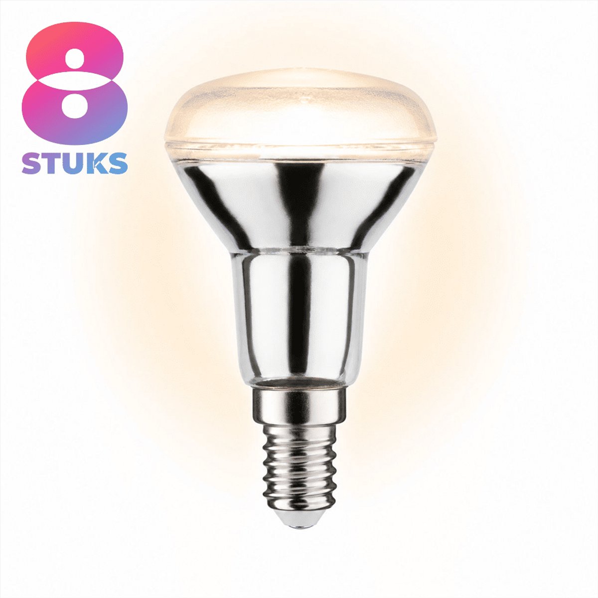 8x Reflector Gloeilamp E14 - 25W - Warm Wit Licht (2700K) - 150 lm - 1 jaar - Dimbaar - R50