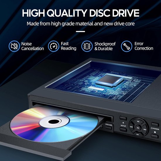 Dvd-speler - Cd-speler - Films Kijken - Regiovrij Afspelen - 1080P HD - Zwart — afbeelding 5