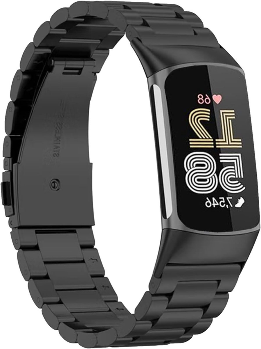 Stainless Steel Horlogeband 18MM voor Fitbit Charge 6/5 - Verstelbare Metalen Vervangband met Snelle Bevestiging voor Fitness Tracker en Sportieve Stijl