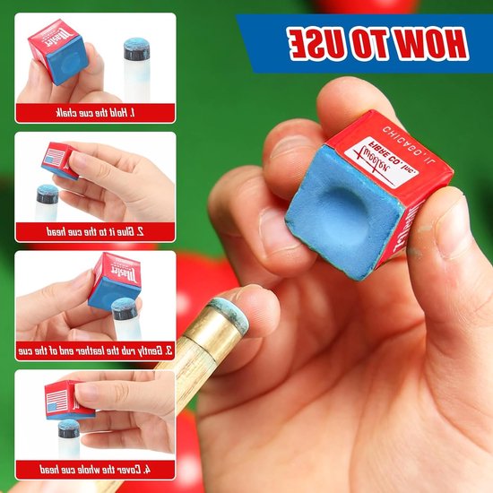 12 Stuks Snooker Krijt voor Billiard - Verminder Fouten en Verbeter Precisie, Ideaal voor Thuis, Bars en Toernooien, Antislip Pool Cue Krijt — afbeelding 2