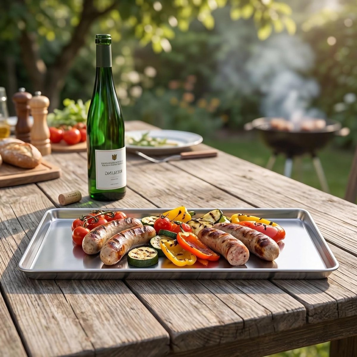 Roestvrijstalen Rectangulaire Serveerplaten voor Burgers, Ovengebak en Barbecue - Duurzaam en Stijlvol Eten Serveren