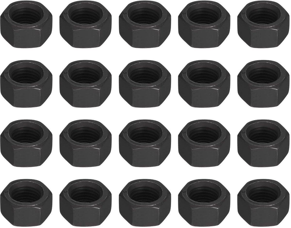 Allecto - Hex Moeren - Carbon Staal - Sterk en Duurzaam - Zwart - 3/8 Inch - Voor Bevestigingswerkzaamheden - 20 Stuks