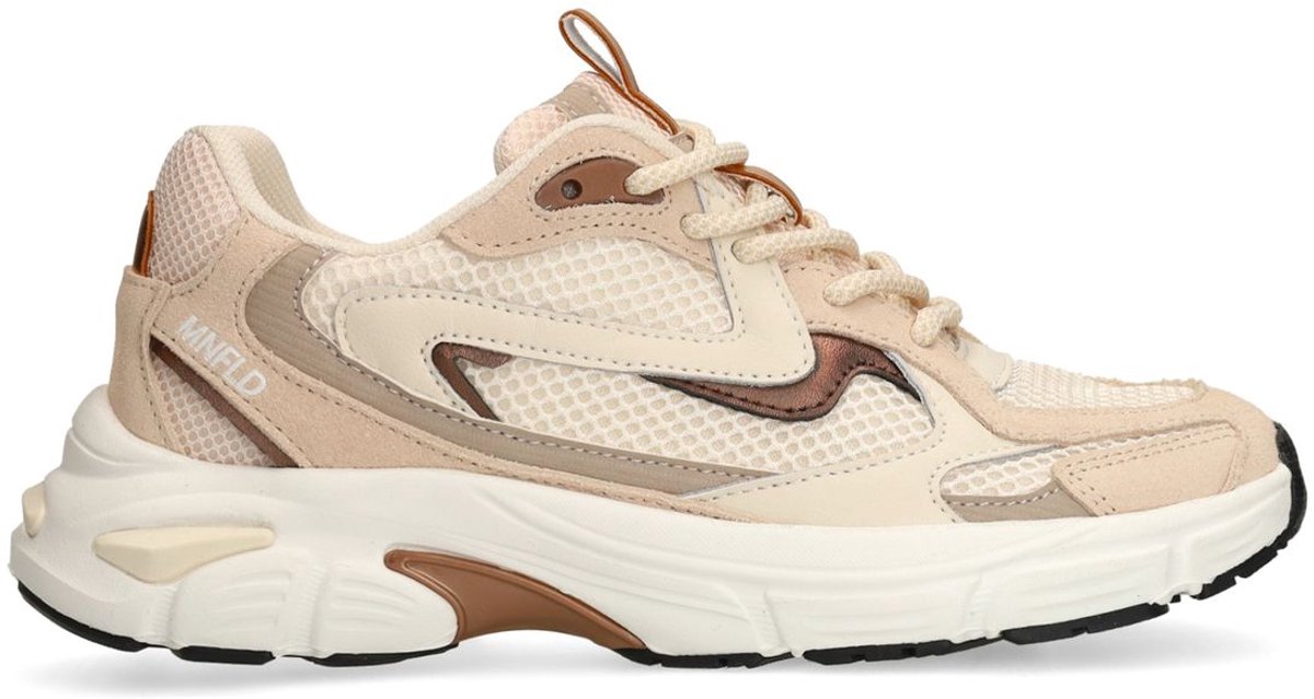 Manfield - Dames - Beige mesh sneakers - Maat 39