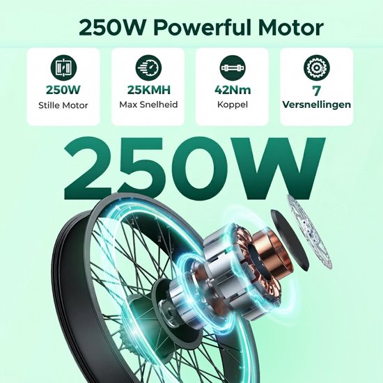 HillMiles Milecity 1 Elektrische Fiets - Motor 250W - Actieradius 80km - Verwijderbare batterij 36V13Ah - Shimano 7 versnellingen - 26 Inch City Commuter EBike - Blauw — afbeelding 2