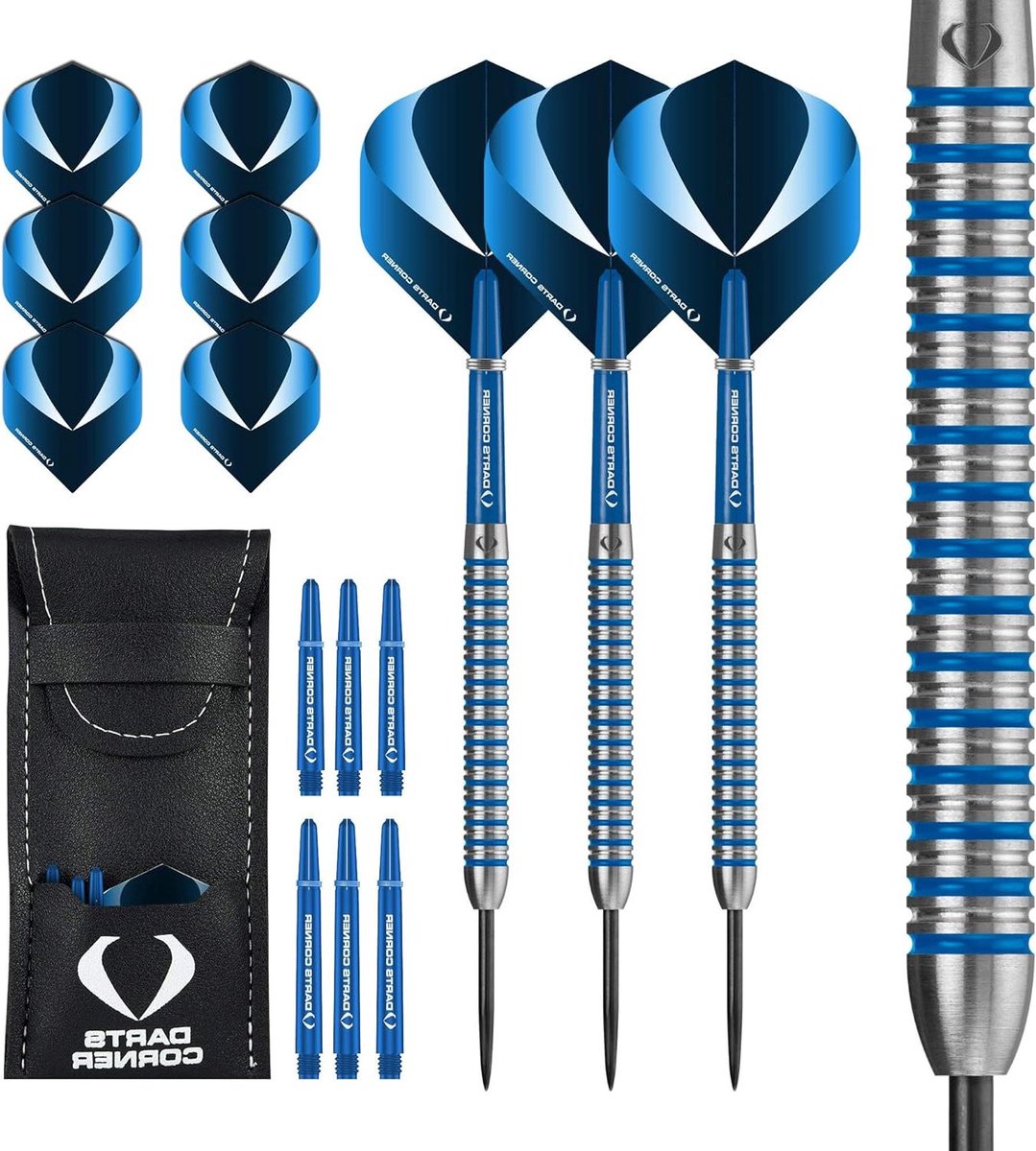 Dartset Stalen Pijlen - Dartpijlen Set - Precisie Werpen - 90% Wolfram Vaten - 25 gram - Blauw
