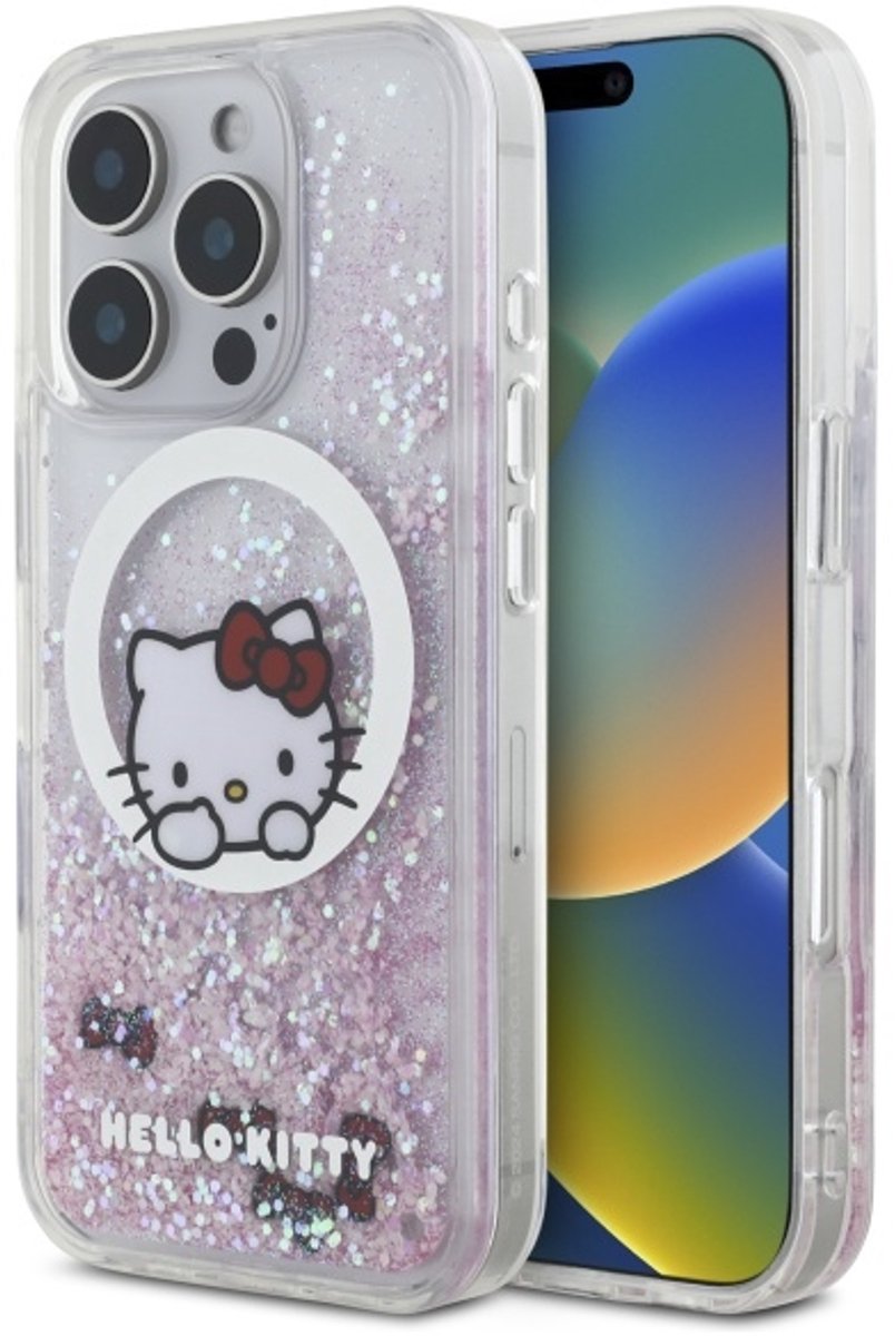 Hello Kitty Serie - Hoesje voor Mobiele Telefoon - Liquid Glitter - MagSafe - Wit