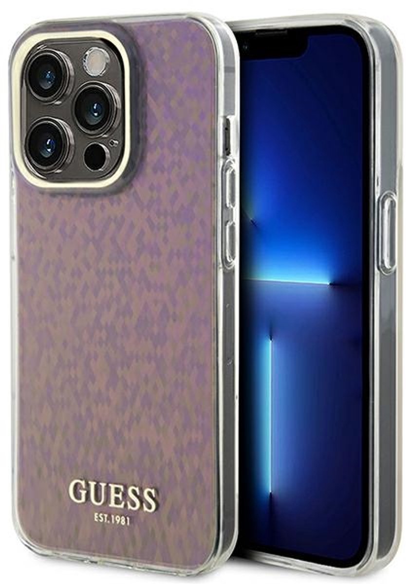 Guess Faceted Mirror Disco Back Case - Geschikt voor Apple iPhone 15 Pro Max (6.7") - Roze