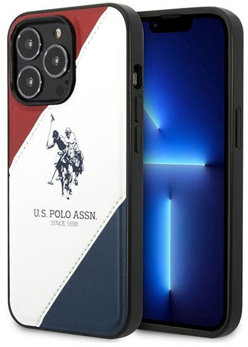 US - Polo - USHCP14XPSO3 iPhone - 14 - Pro - Max - 6.7 - wit/wit - driekleur - reliëf