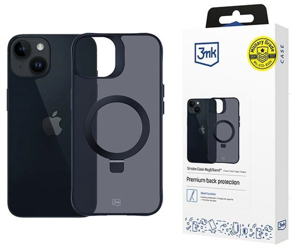 3MK Smoke Serie - iPhone 14 Plus Hoesje - MagSafe Stand - Dymkleurig - Stevig TPU Materiaal
