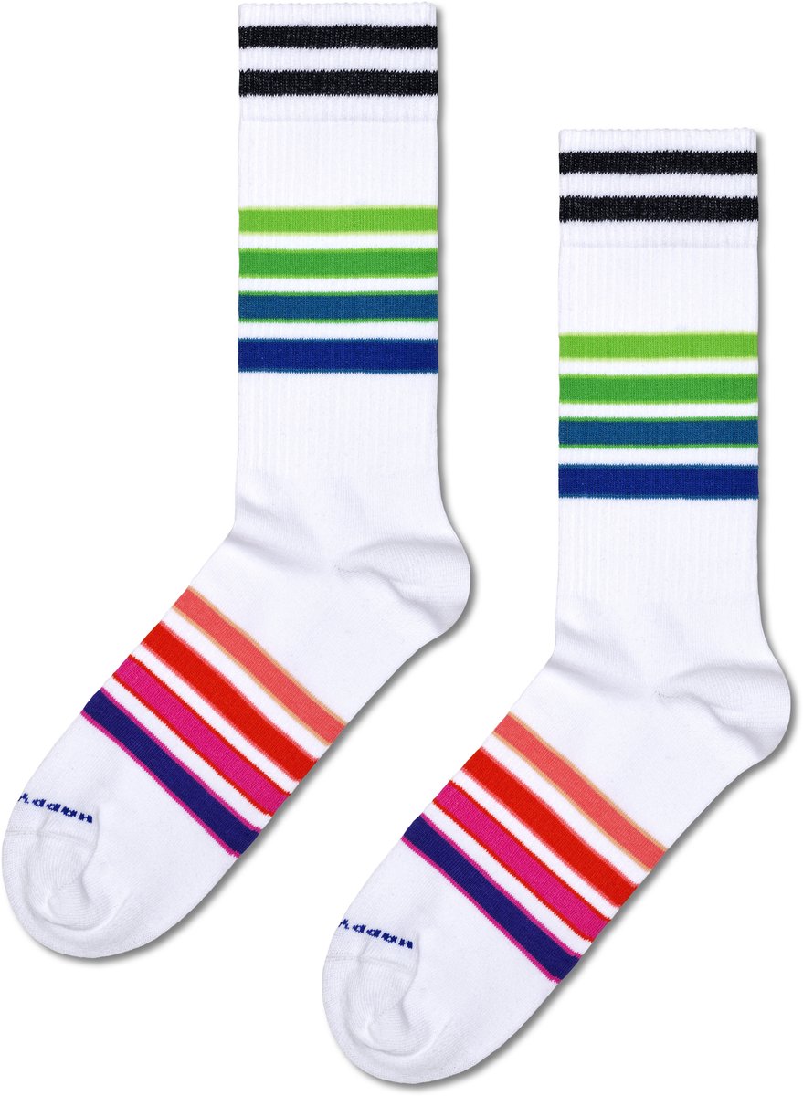 Happy Socks Street Stripe Sneaker Sock - unisex sokken - wit - Unisex - Maat: 36 - 40