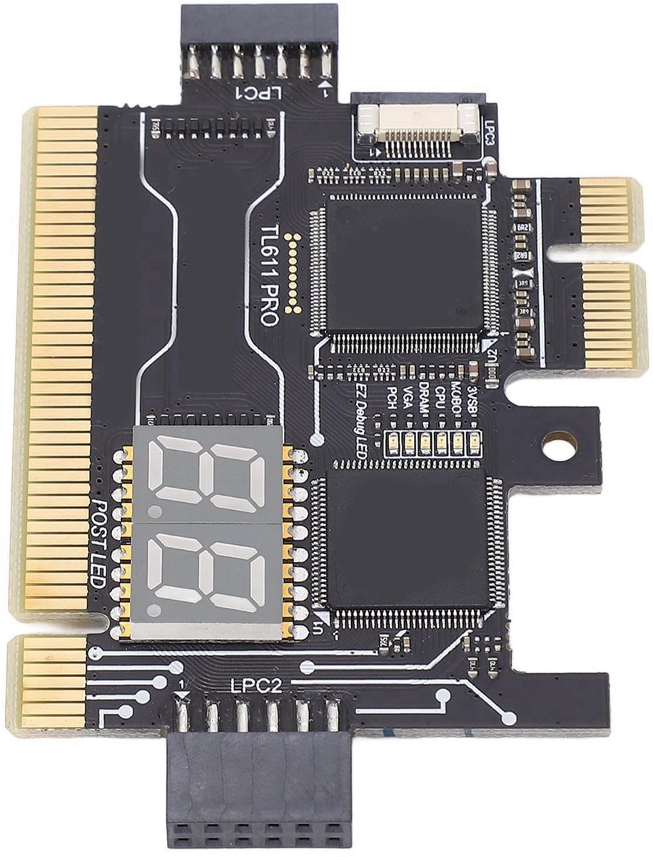 Allecto - Moederbord Diagnostische Kaart - Multifunctionele Debugkaart - Zwart - Laptop Debug-kaart - Geschikt voor Desktop en Laptop - 84 x 56 mm