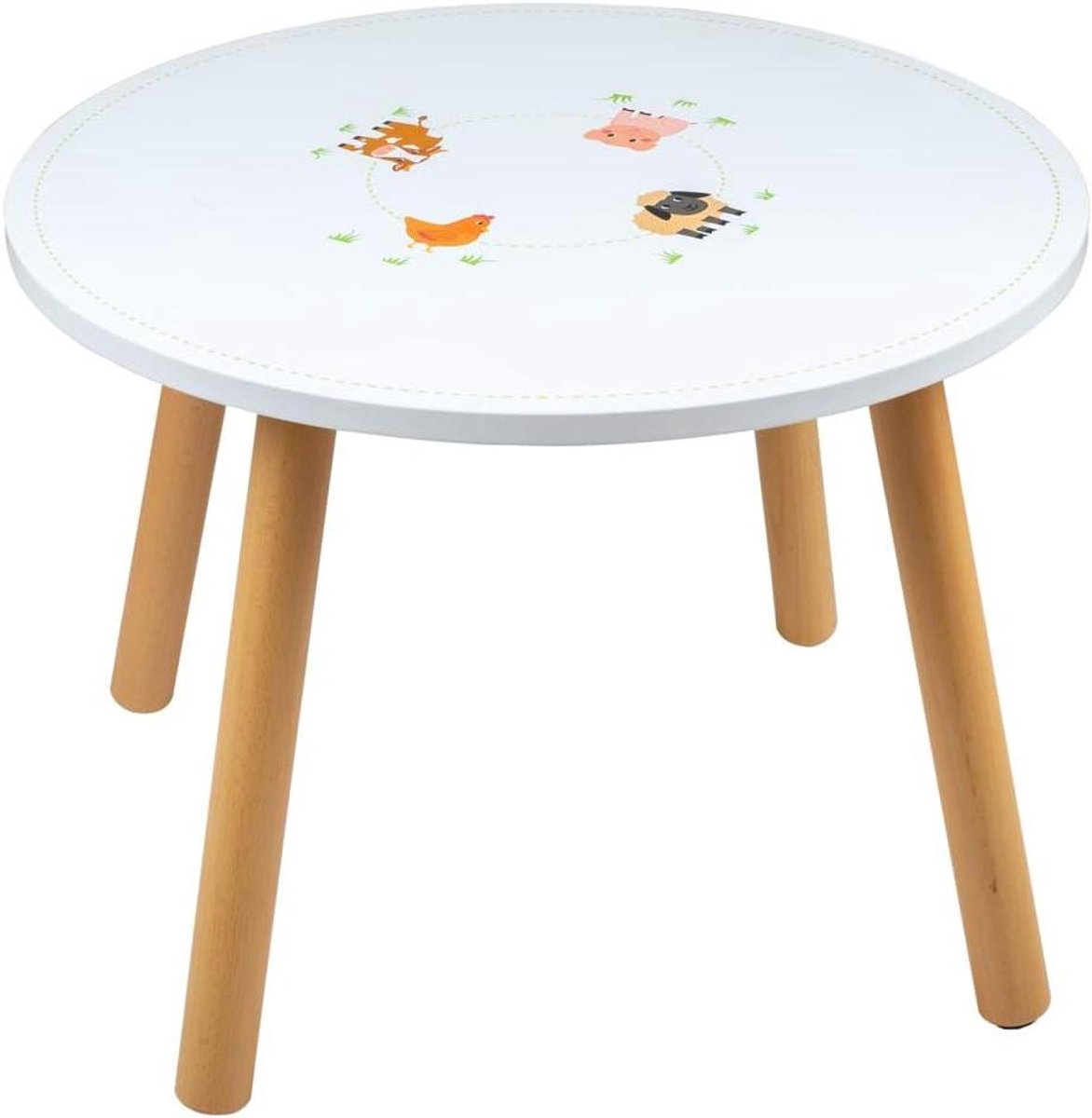 Houten Kinder Tafel - Kindertafel Boerderij - Spelen en Knutselen - Ronde Vorm - 43.5 cm Hoog - Niet gespecificeerd