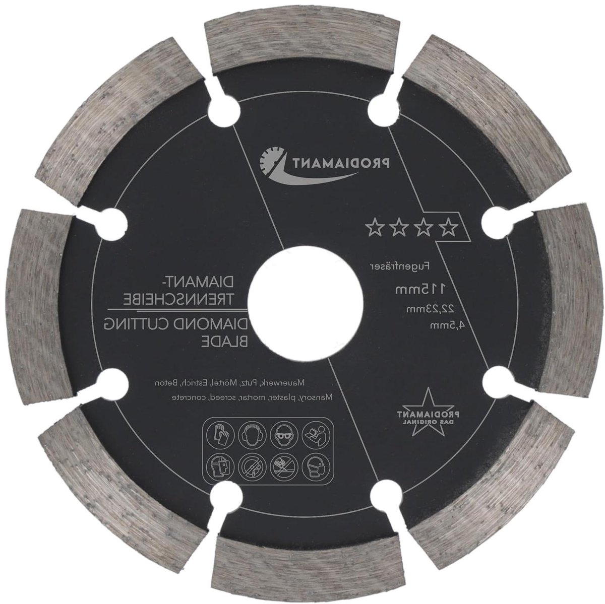 Voegensnijder Diamantblad - Freesblad Mortel - Voegen Frezen - 10mm Diamant Segment - 115 mm - Zwart