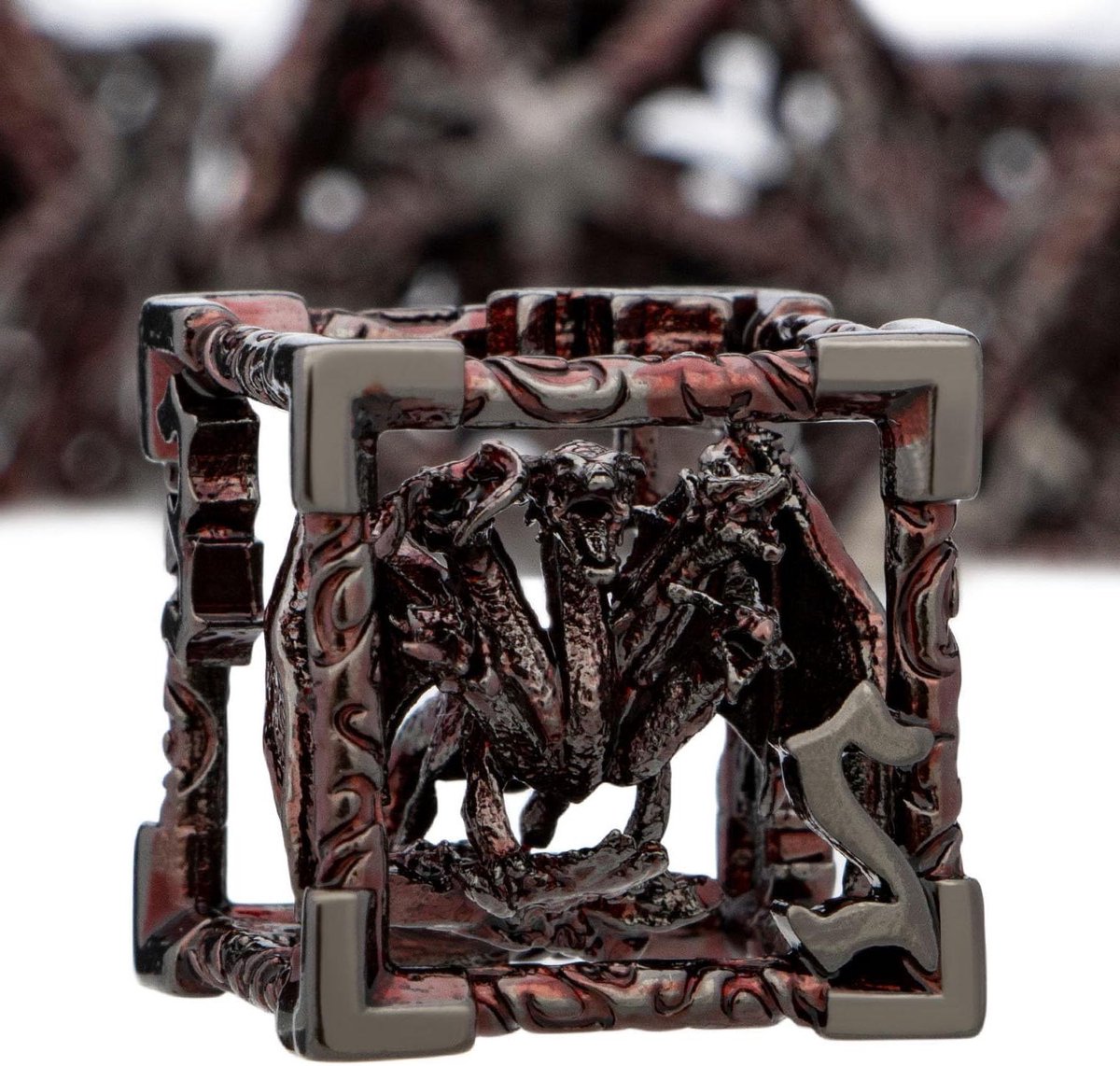 Veelvlaks Dobbelstenen Set - RPG Dobbelstenen - Rollenspellen Spelen - Metalen Constructie - 7 Stuks - Zwart Rood