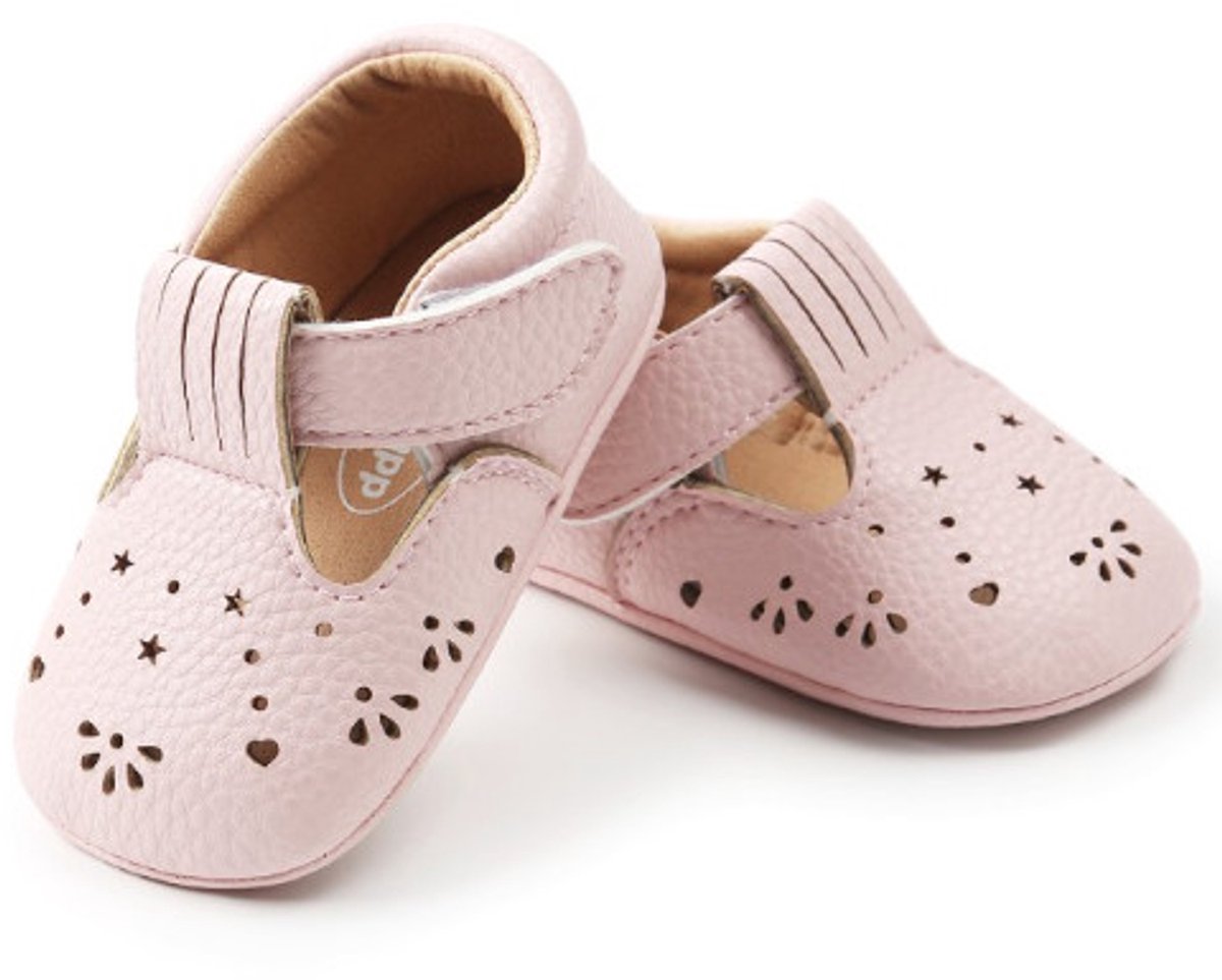 Ukkie Slofjes Babyschoenen Ballerina Yasmin Pink Maat 20 - Meisjes - Klittenband - Anti Slip - Zomer - 9-12 maanden