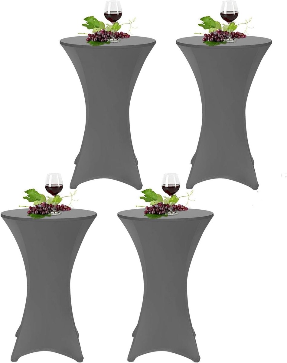 Statafelhoes Set - Tafelkleed Elastisch - Feest Decoratie - Versterkte Poten - Ø 80-85 cm - Grijs