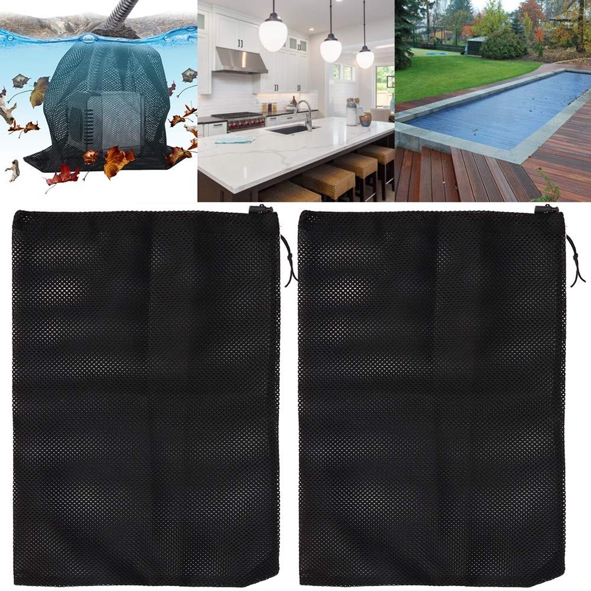 Allecto - Tuin waterpomp zeef - Mesh filterzak - Beschermt waterpomp - 41 x 30 cm - 2 stuks - Voor buitengebruik - Tuingereedschap thumbnail 6