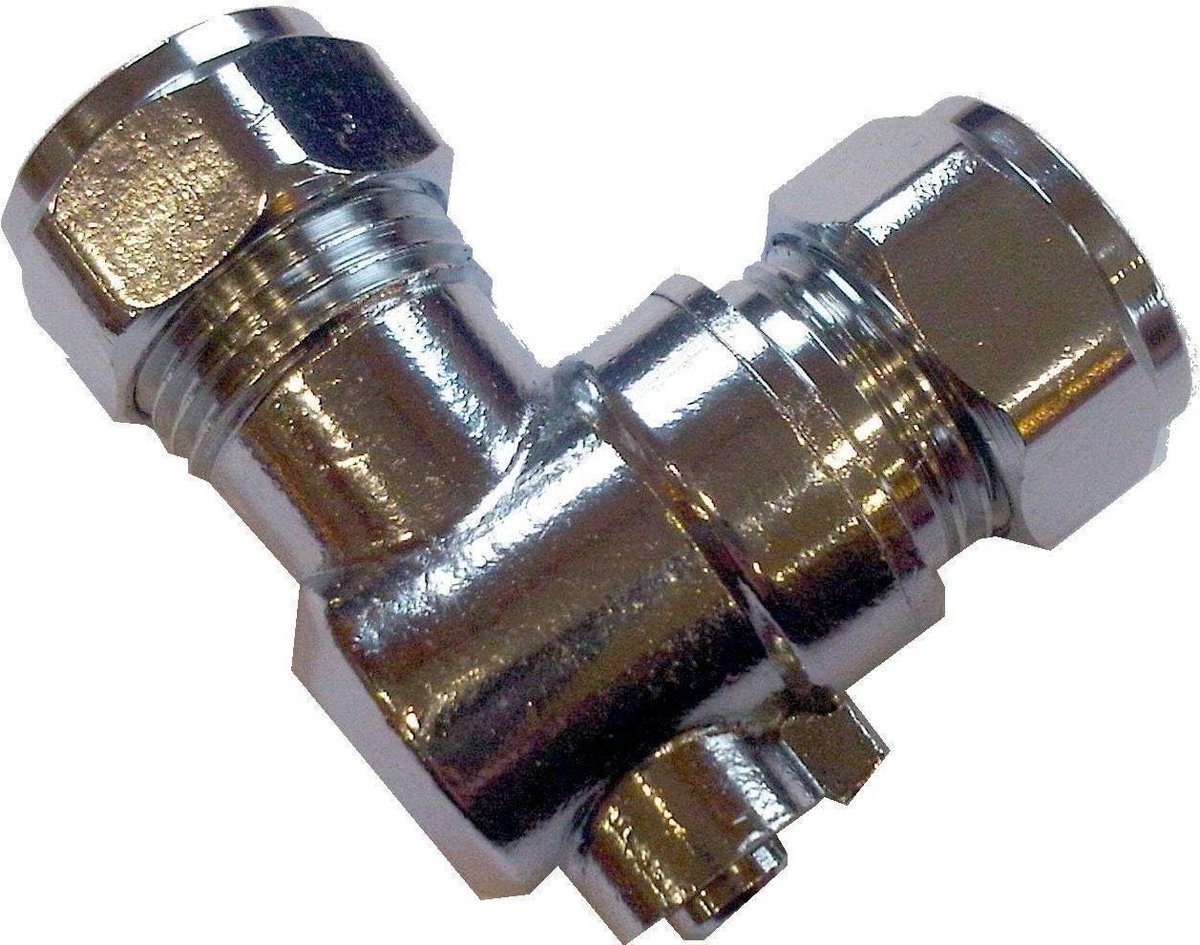 Isolerende Klep - Hoekige Klep Elleboogklep - Verwarmingssysteem Reparatie - 90 Graden Hoek - 15mm - Chroom