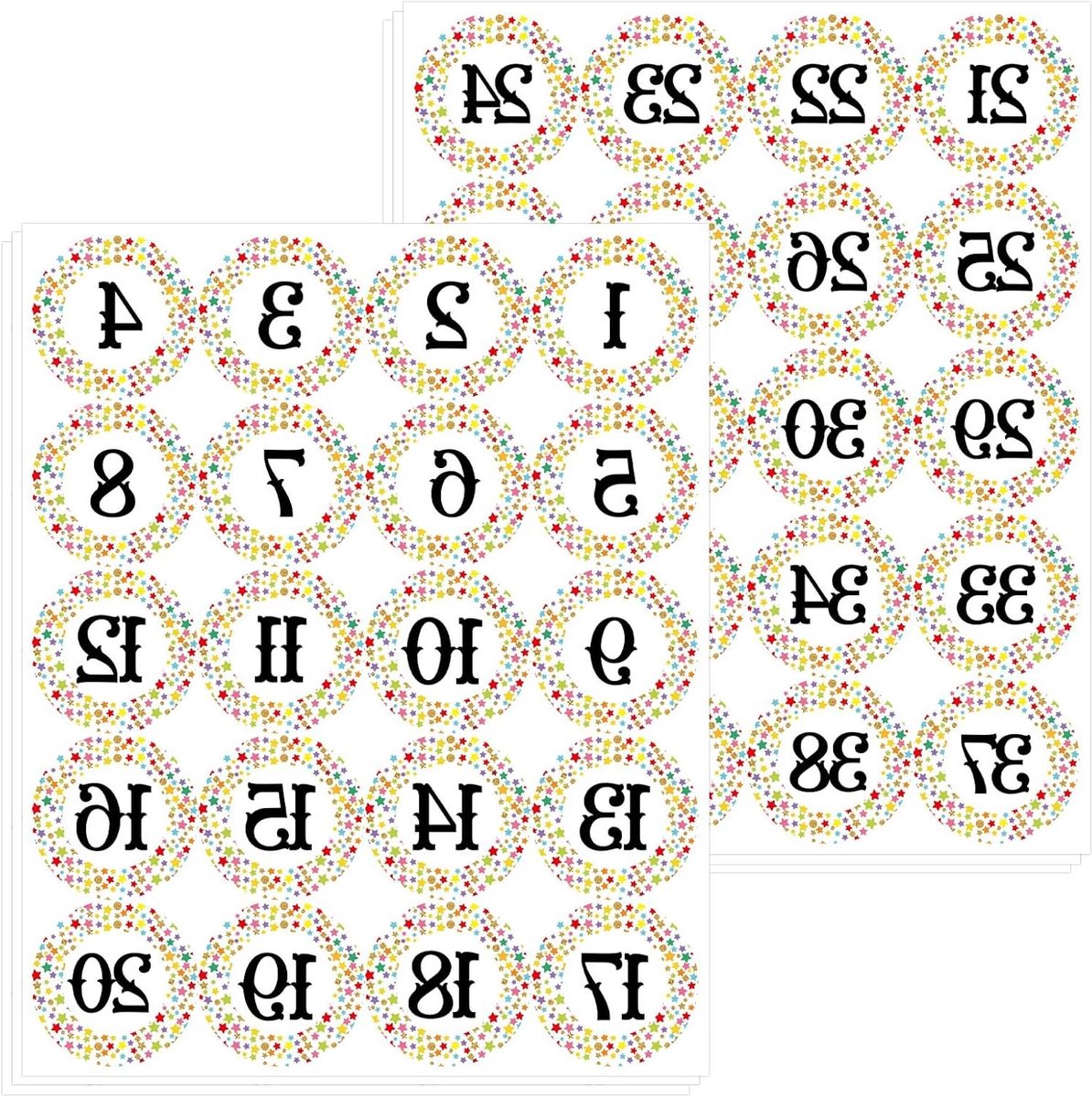 Nummerstickers 1-40 - Genummerde Etiketten Cijferstickers - Organiseren en Classificeren - Waterdicht en Scheurvast - 120 stuks - Multicolor