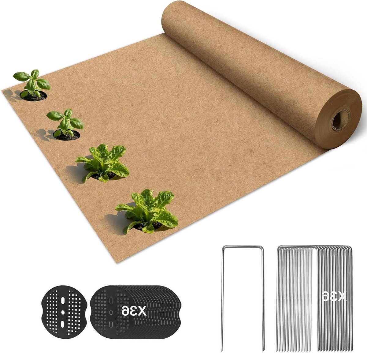 Biologisch Afbreekbare Bodembedekker - Onkruidbarrière Papier - Onkruid Vrij Houden - Ademend en Waterdoorlatend - 60 x 3 ft - Bruin