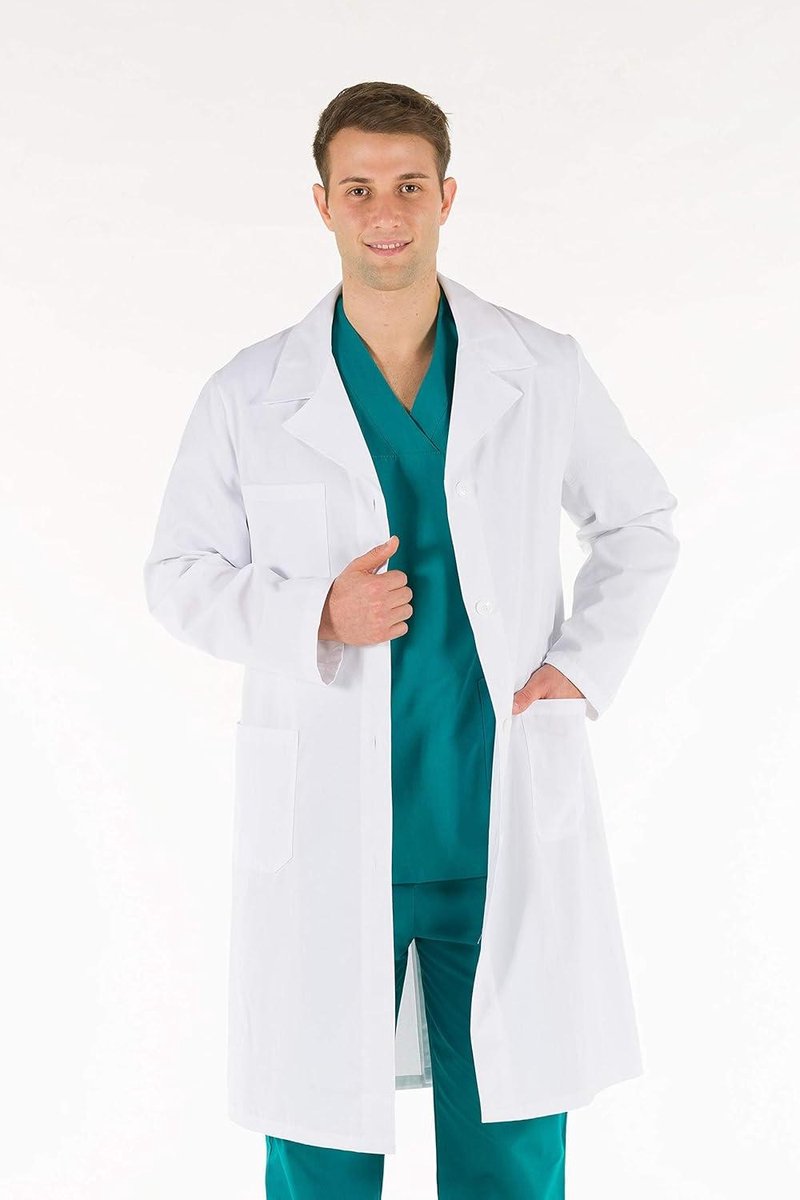 Laboratoriumjas Heren - Witte Werkjas Dokter - Professioneel Werk - Gemaakt in Italië - EU Maat 54 - Wit