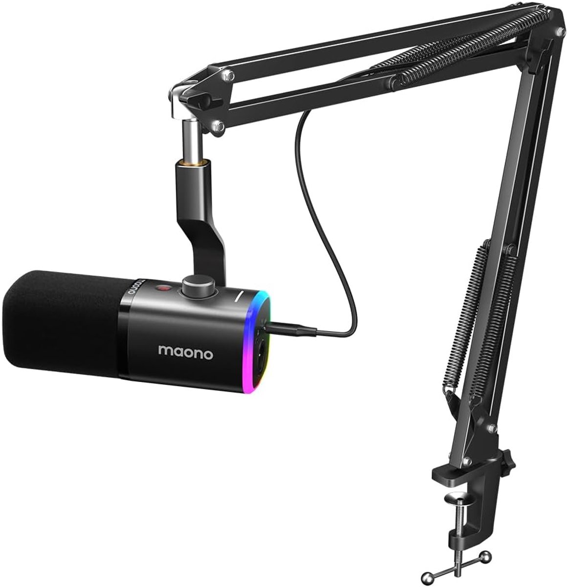 Maono - PD100XS - USB / XLR Studio microfoon - Met Flexibele Arm ( 66cm! ) - Geschikt voor PC/PS4/PS5 - Suround RGB - Podcast - Gaming - Streaming - Zwart