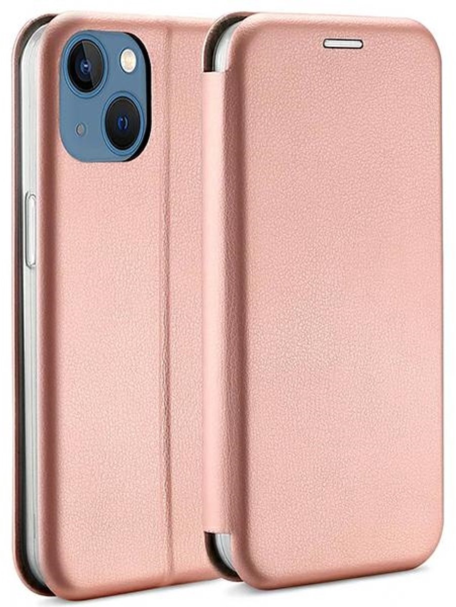 Beline Book Magnetic Serie - Roze Gouden Hoes - iPhone 15 Plus - Stijlvolle Bescherming - Magneetsluiting - Hoogwaardige Materialen