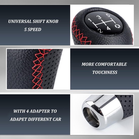 Versnellingspookknop Auto - Schakelknop Handmatig - Comfortabel Rijden - Universele Pasvorm - 5 Versnellingen - Rood — afbeelding 2