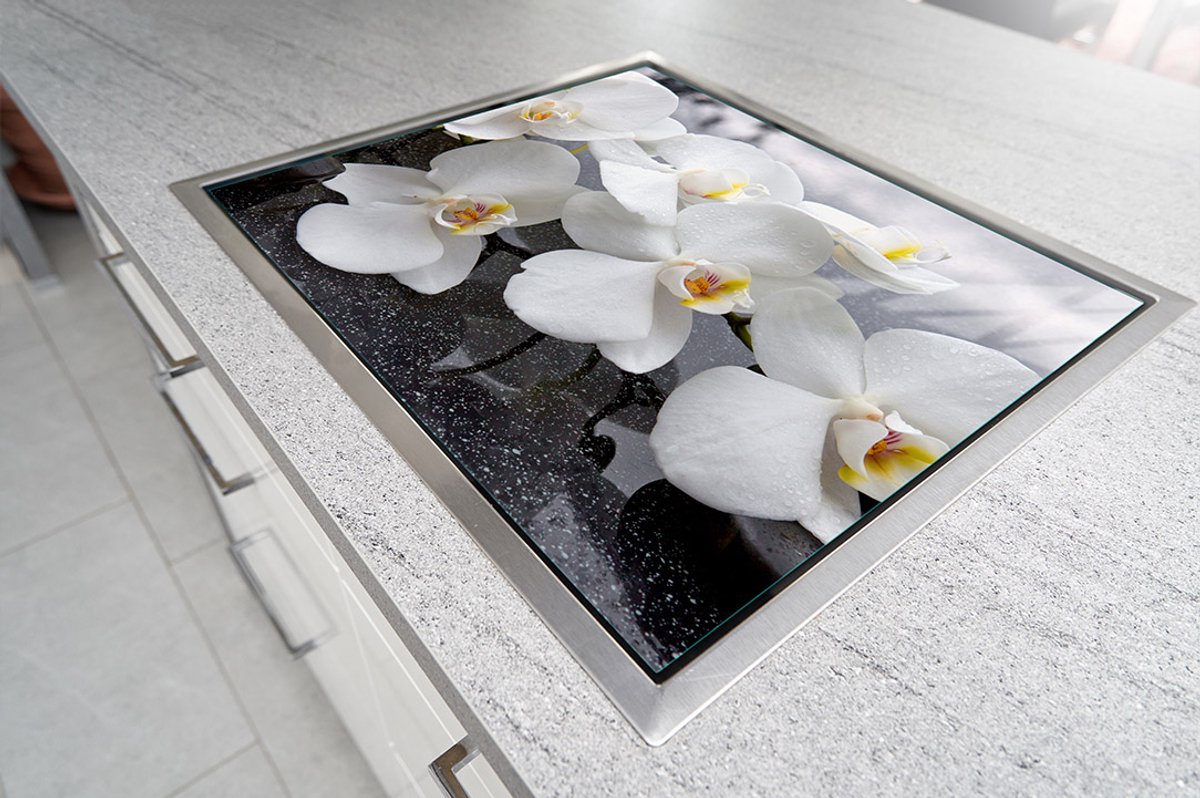 TMK ArtDeko - Beschermplaat voor Kookplaat - 70x52 cm - Orchidee