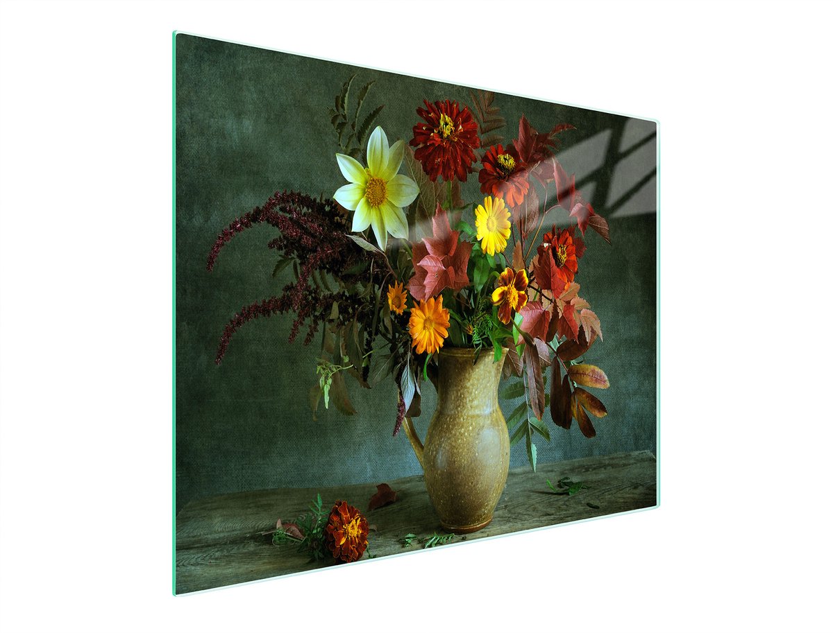 TMK ArtDeko - Snijplank - Glas - 52x30 cm - Bloemenpatroon