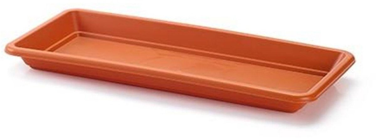 Plasticforte Plantenbak water onder opvangschaal - terracotta - rechthoek - 39 x 18 cm - Bloembakken