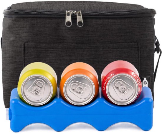 Impression Koeltas / lunchtas Isabella - voor sixpack blikjes - 3 liter - zwart - incl koelelement van Impression — afbeelding 3